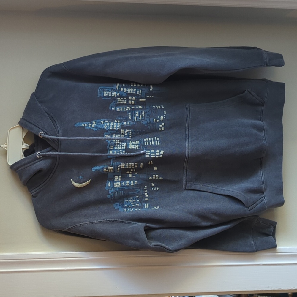 Ripple Gray Hoodie with Cityscape Design Size Small